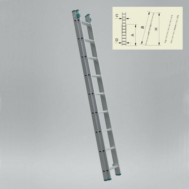 Лестница приставная Alve 2х20 ступеней, раздвижная ALV-8220