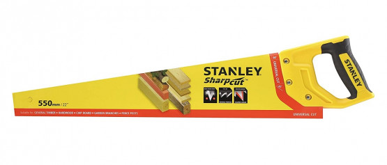 Ножовка по дереву SharpCut, зуб 7TPI, длина 550 мм (STHT20368-1) Stanley 1-20-368