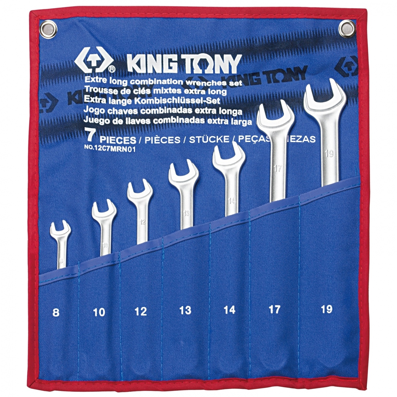 Набор комбинированных удлиненных ключей, 8-19 мм, 7 шт, KING TONY 12C7MRN01