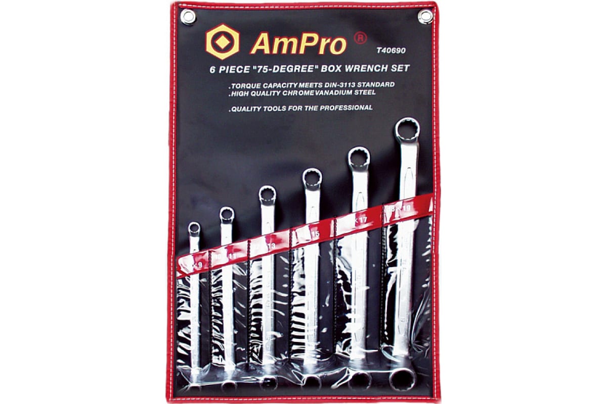 Набор ключей накидных, 8 предметов 8-23мм AmPro T40691