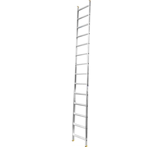 Алюминиевая односекционная  приставная лестница, широкая ступень. 1*14 Алюмет НК1 5114
