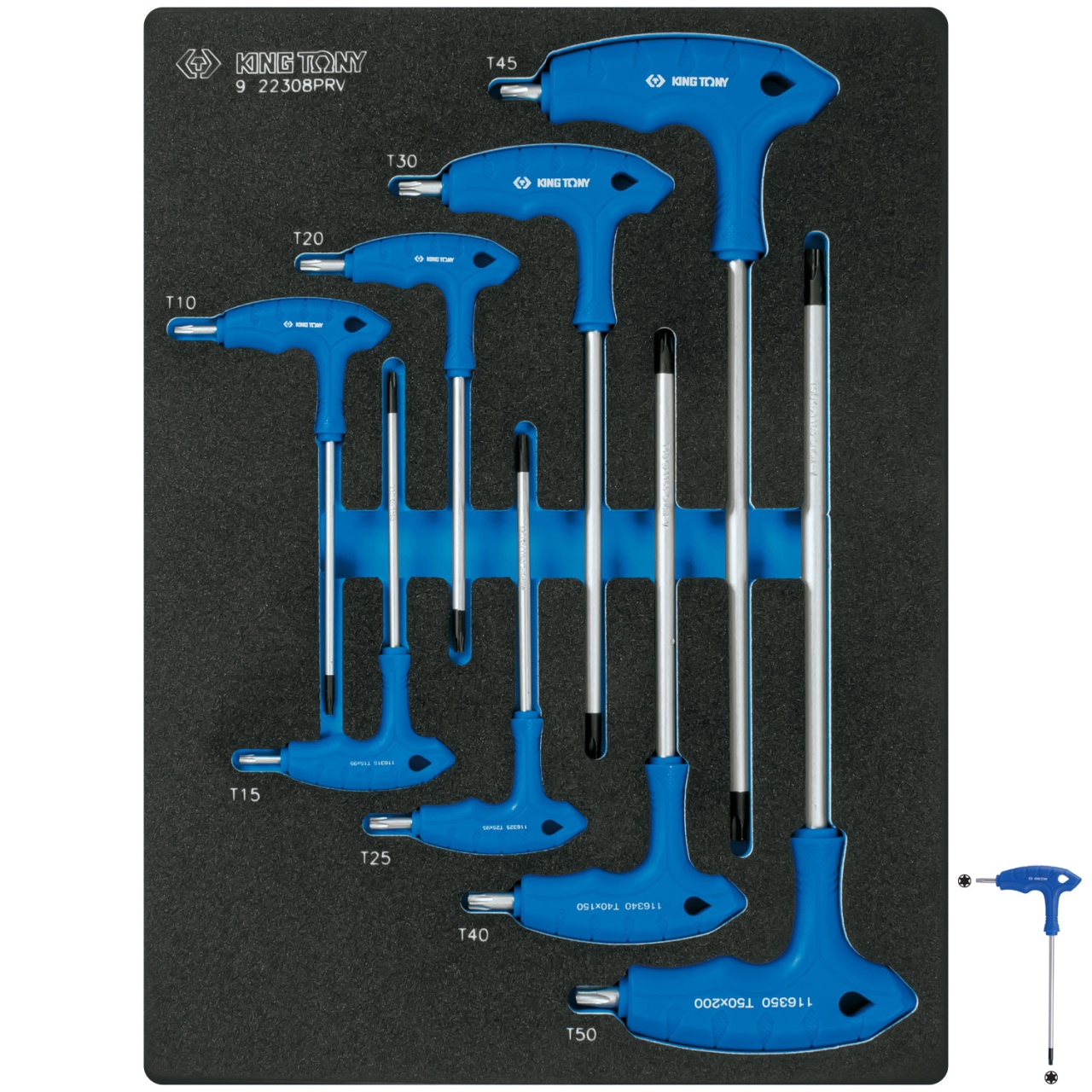 ����� ������ Torx L-���, ��������, 8 ���������, KING TONY 9-22308TRV