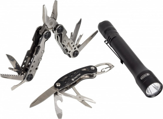 Набор инструмента из 3-х предметов (мультитул, складной нож, фонарик) TACTIX 900112
