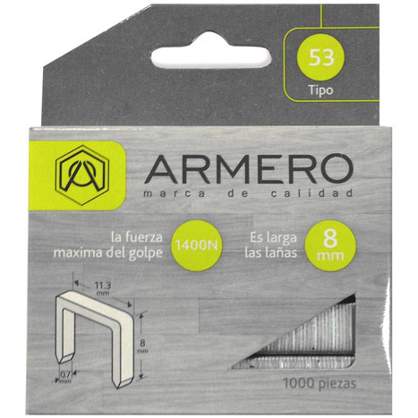 Скоба для степлера тип 53 8 мм 1000 шт. ARMERO A312/007
