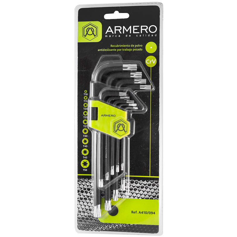 Набор штифтовых ключей TORX (9 шт.) ARMERO А410/098