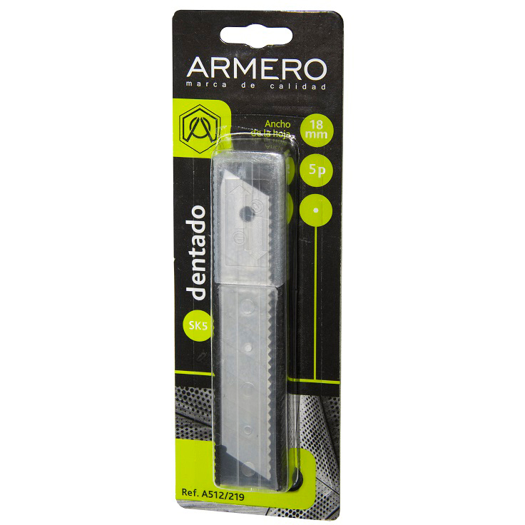 Лезвие для ножа сегментное с зубцами 18 мм (5 шт.) ARMERO А512/219