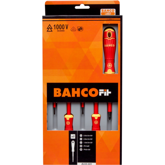 Набор диэлектрических отверток (5 шт.) BAHCO Fit B220.005