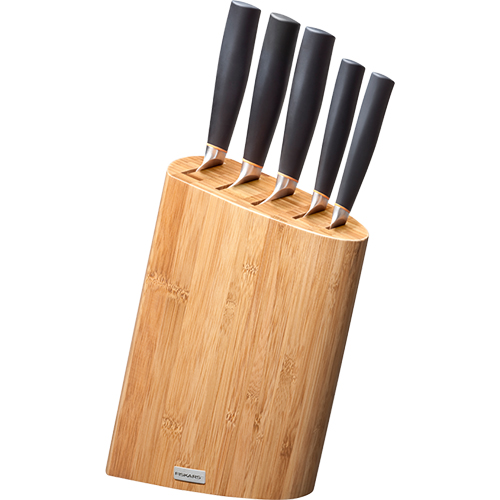 Набор ножей в блоке из бамбука (5 шт.) Fuzion Fiskars 977891