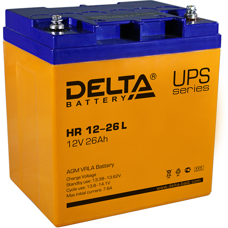 Аккумулятор DELTA HR 12-26 L (12 В; 26 Ач) - цена,  с доставкой