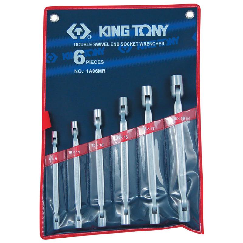 Набор торцевых ключей с шарниром, 8-19 мм, 6 предметов KING TONY 1A06MR