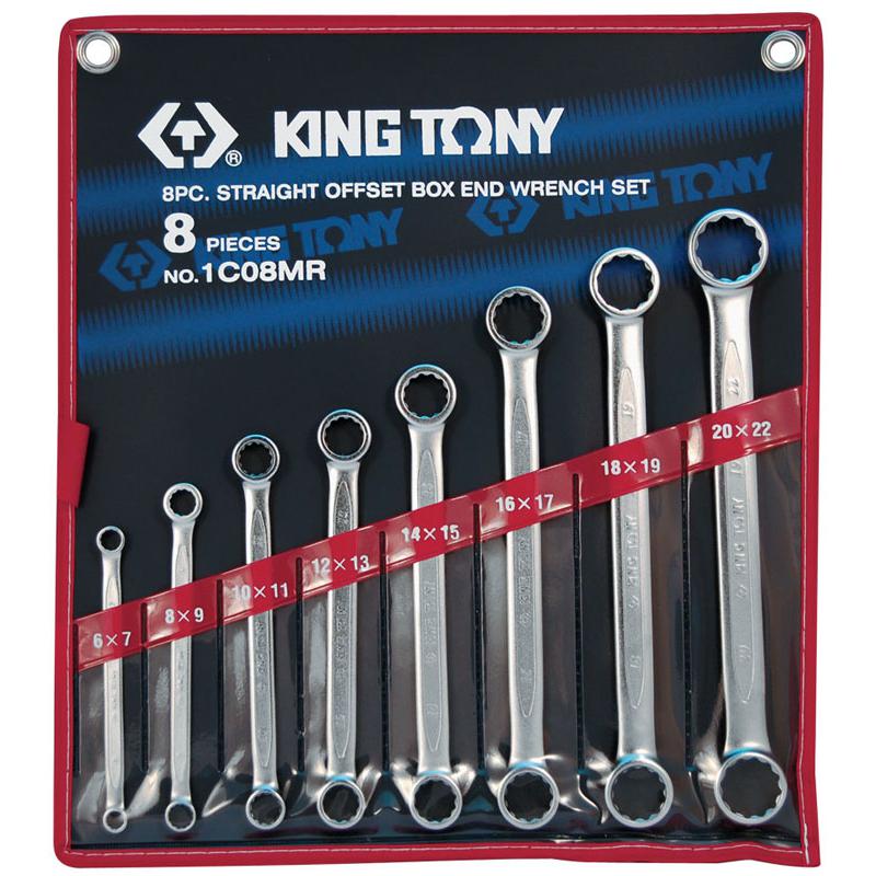 Набор накидных прямых ключей, 6-22 мм 8 предметов KING TONY 1C08MR